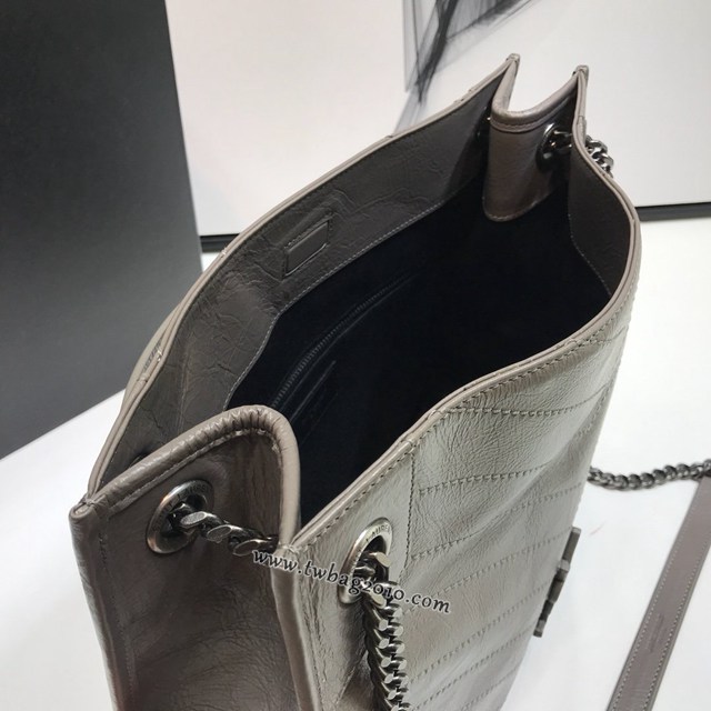 YSL专柜款女包 聖羅蘭經典款爆裂紋羊皮聖羅蘭印花手提包 YSL折疊購物袋手袋  jjh1043